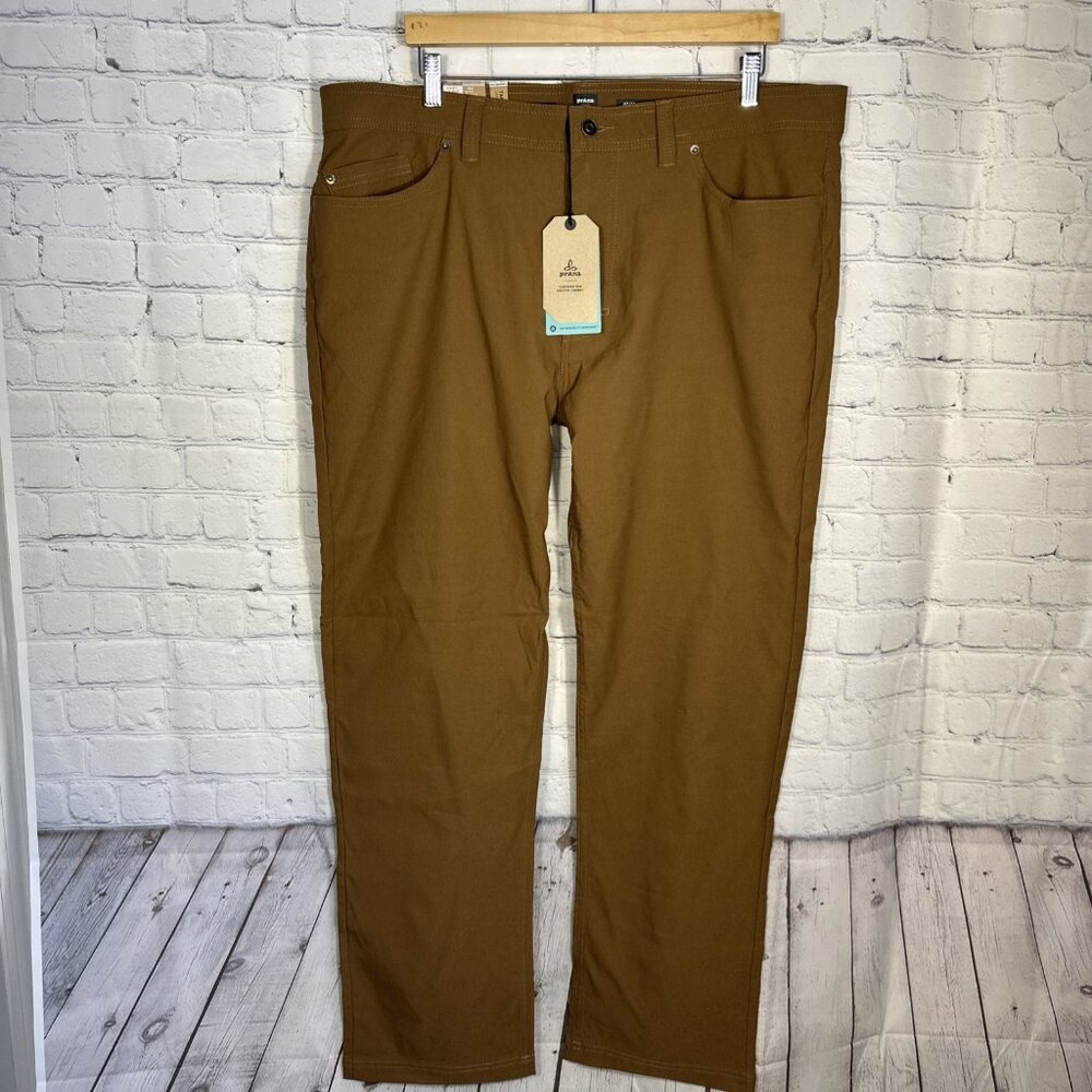 NEW Prana Brion II Pants 40x32 Stretch Slim Fit Tapered Cargo Sepia Brown